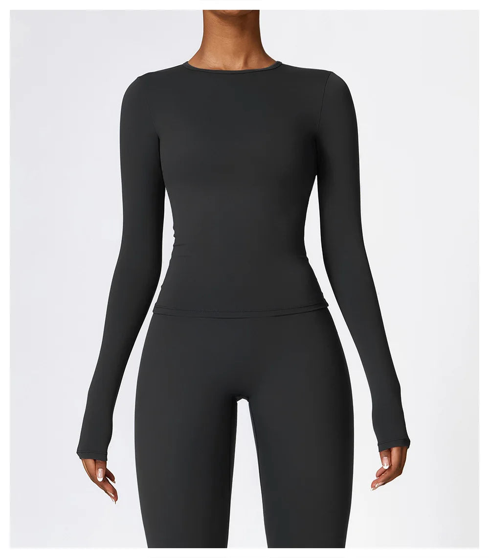 Women’s Long Sleeve Yoga & Fitness Top – Winter Sports Shirt