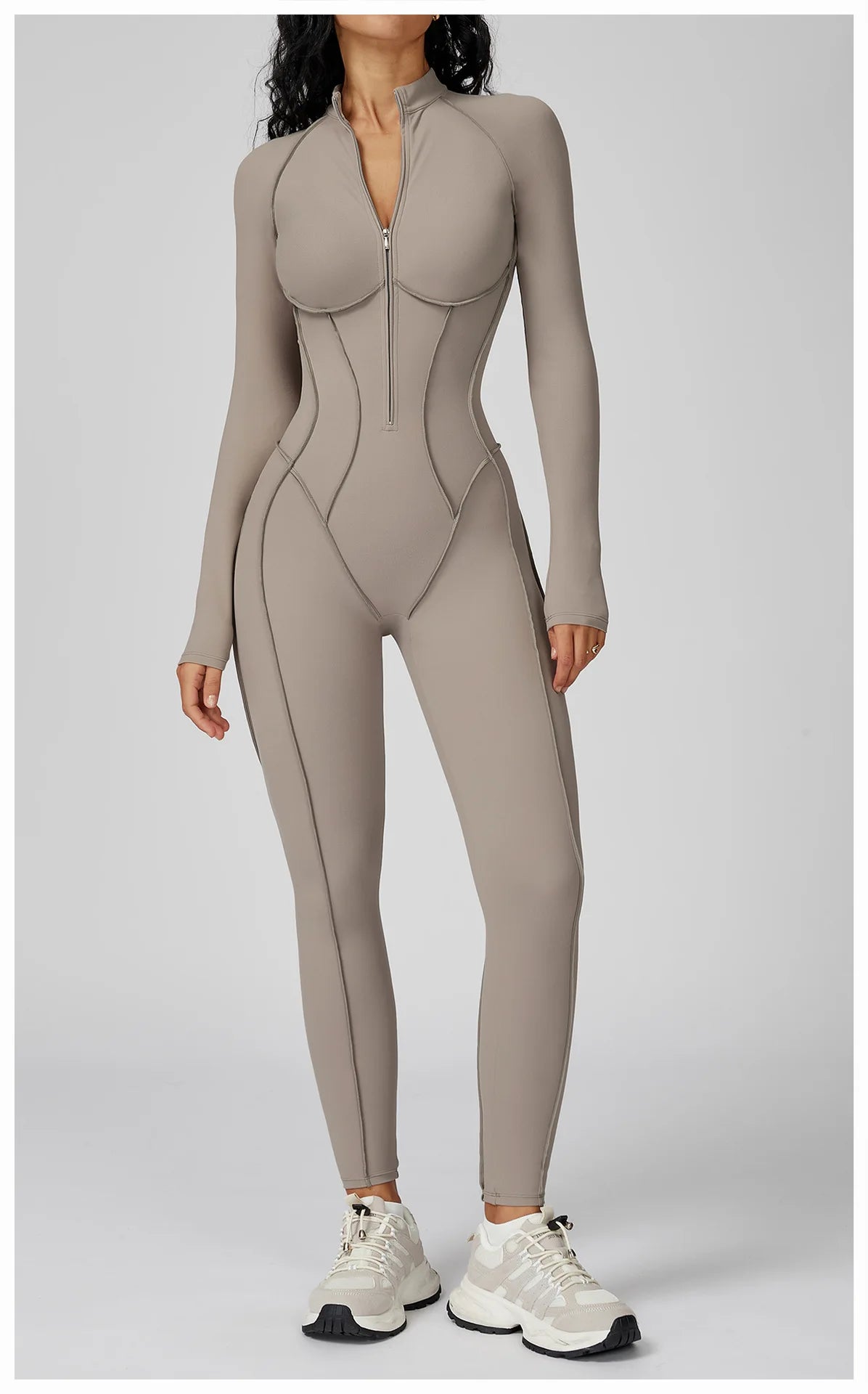 Women’s Long Sleeve Yoga Bodysuit – One-Piece Gym & Fitness Jumpsuit