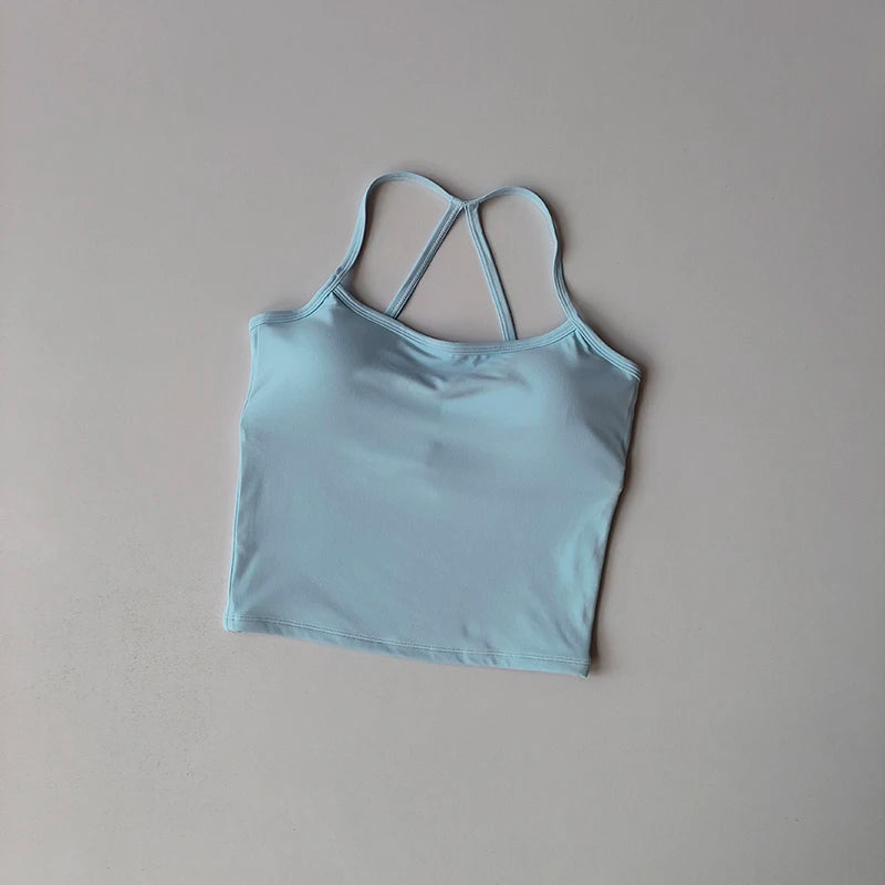 Women’s Yoga & Gym Halter Top Set – Seamless High-Waist Shorts & Backless Bra