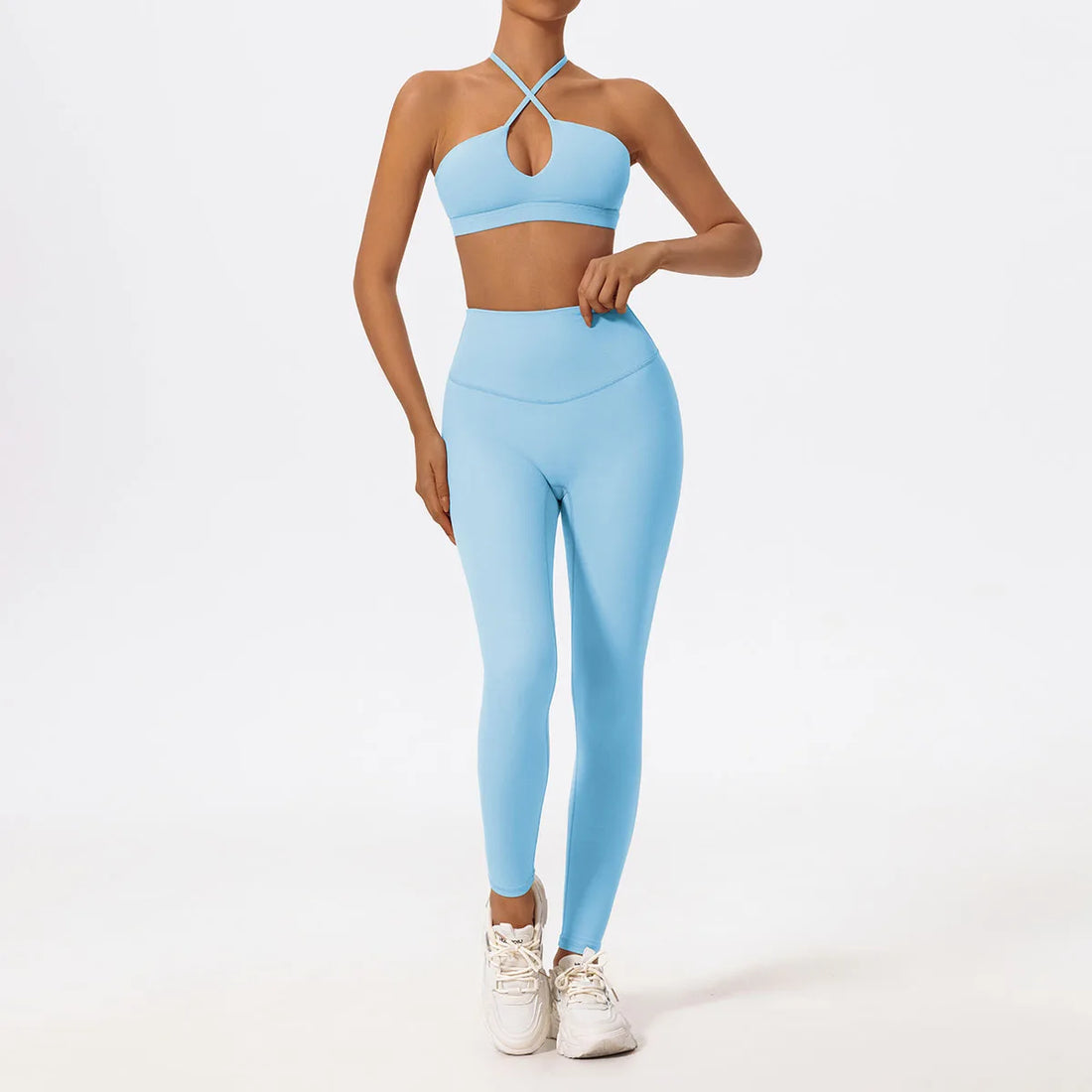 Two-Piece Women’s Sports Set – Cross-Front Yoga & Gym Outfit