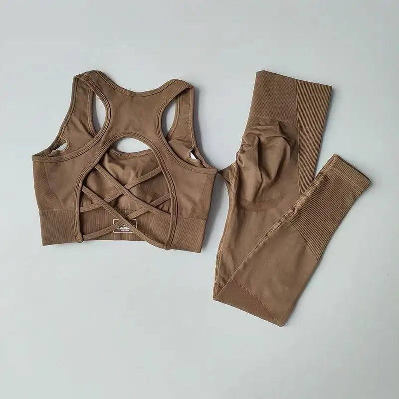 2PCS Women’s Sports Bra Set – Shockproof Fitness Tank & Yoga Suit