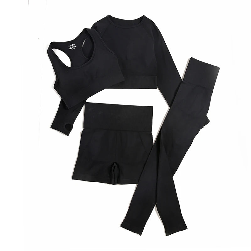 2-Piece Seamless Yoga Set for Women – High Waist Leggings & Sports Bra Gym Outfit