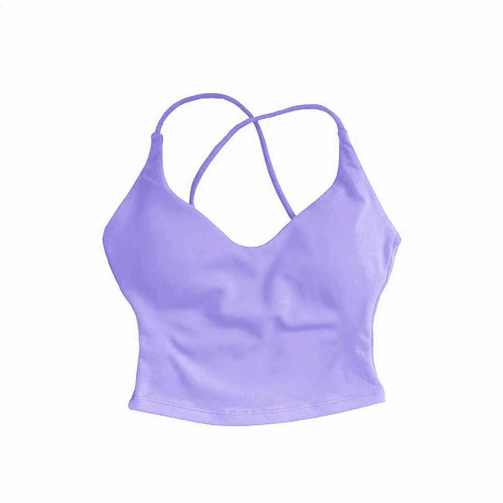 Women’s Dynamic Strappy Sports Bra – High Support Push-Up Fitness Tank Top
