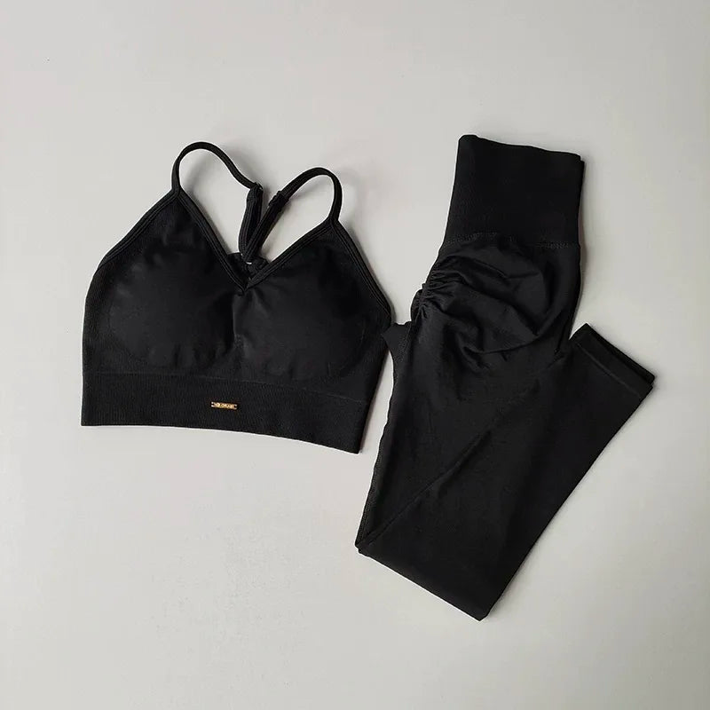 Peach High-Waisted Women’s Fitness Set – Hip-Lifting Yoga & Running Outfit