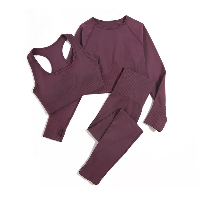 2-Piece Seamless Yoga Set for Women – High Waist Leggings & Sports Bra Gym Outfit
