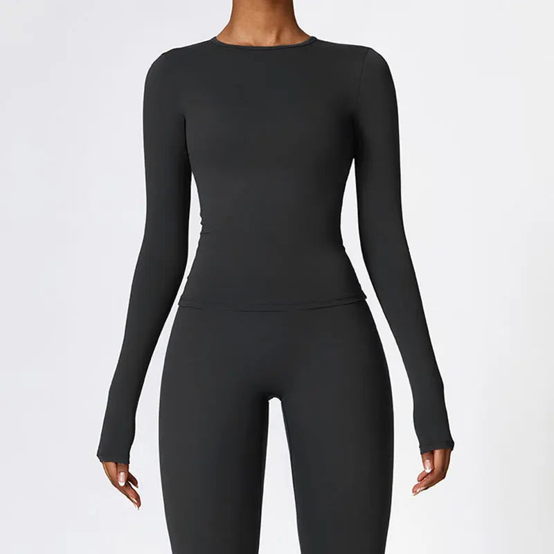 Women’s Long Sleeve Yoga & Fitness Top – Winter Sports Shirt