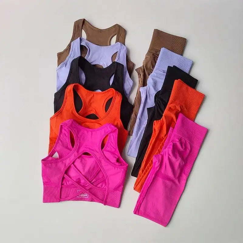 2PCS Women’s Sports Bra Set – Shockproof Fitness Tank & Yoga Suit