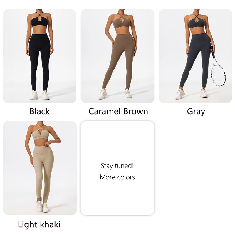 Two-Piece Women’s Sports Set – Cross-Front Yoga & Gym Outfit