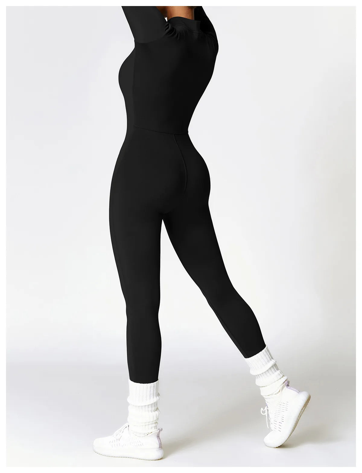 Women’s Winter Plush Yoga Jumpsuit – Fleece-Lined One-Piece Fitness Tracksuit
