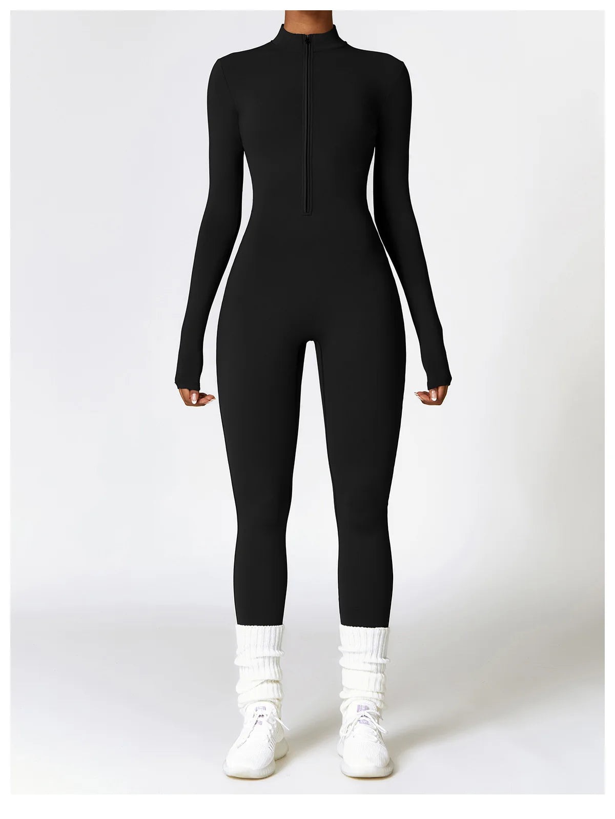 Women’s Winter Plush Yoga Jumpsuit – Fleece-Lined One-Piece Fitness Tracksuit