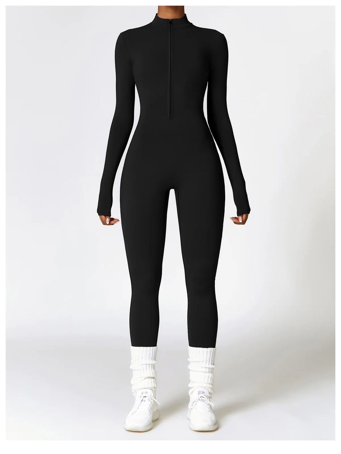 Women’s Winter Plush Yoga Jumpsuit – Fleece-Lined One-Piece Fitness Tracksuit
