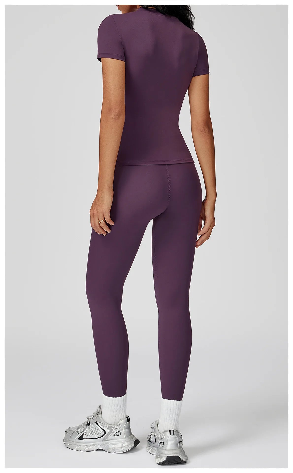 Women’s 2PCS Yoga & Workout Set – Long Sleeve Top & High-Waist Leggings/Shorts