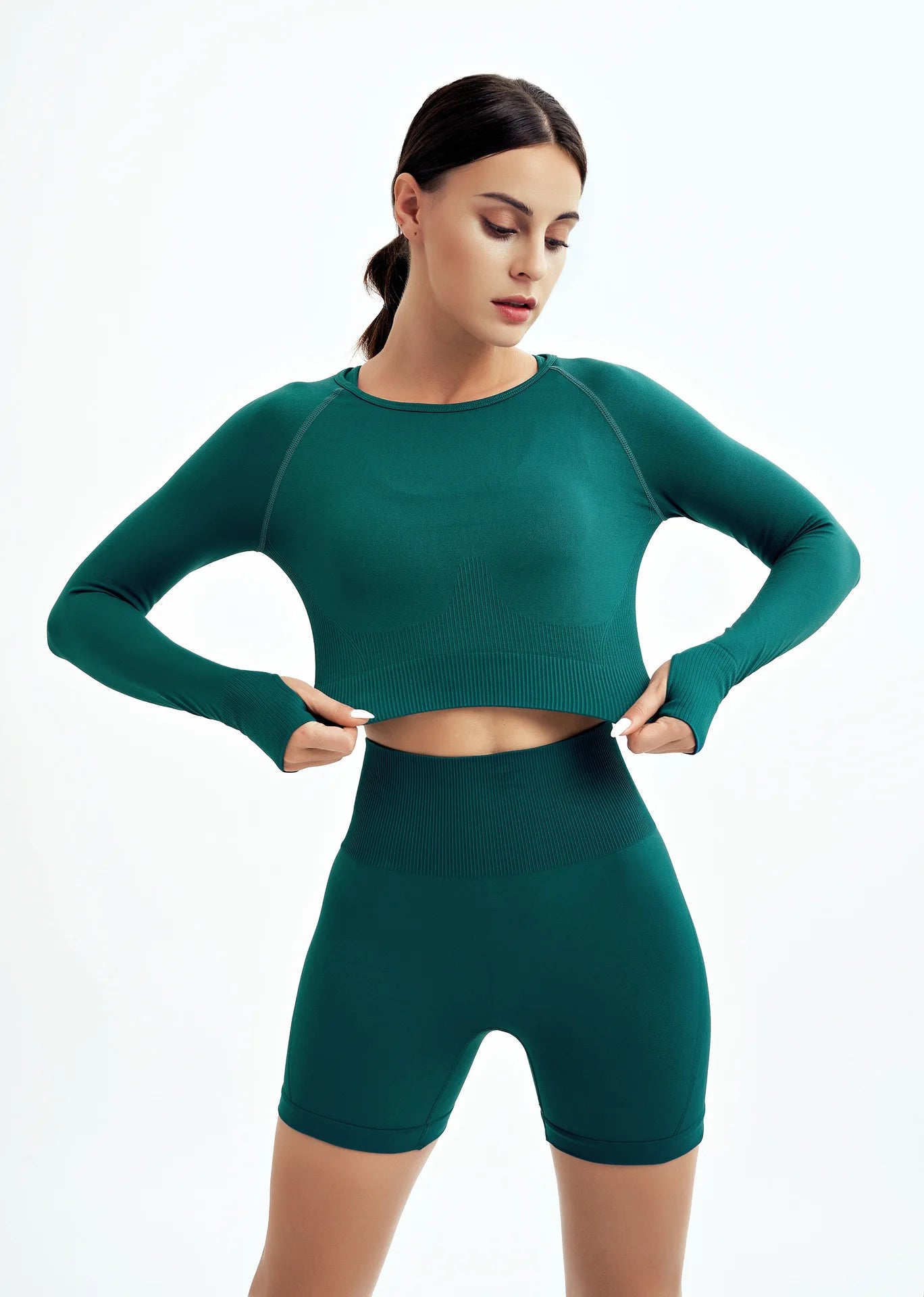 2-Piece Seamless Yoga Set for Women – High Waist Leggings & Sports Bra Gym Outfit