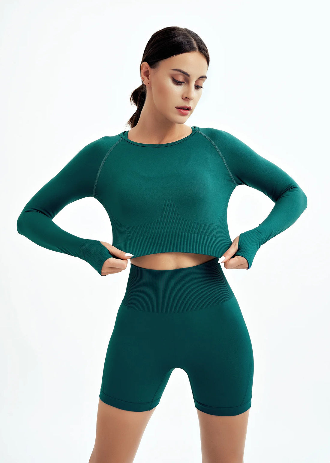 2-Piece Seamless Yoga Set for Women – High Waist Leggings & Sports Bra Gym Outfit