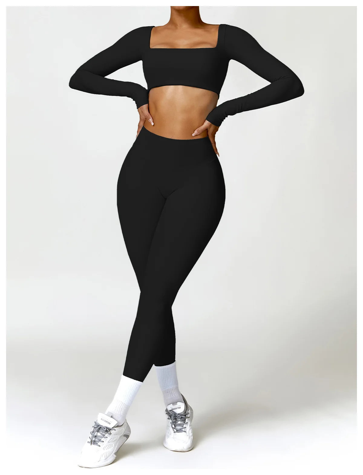 Women’s Quick-Dry Sportswear – Square Neck Fitness Crop Top