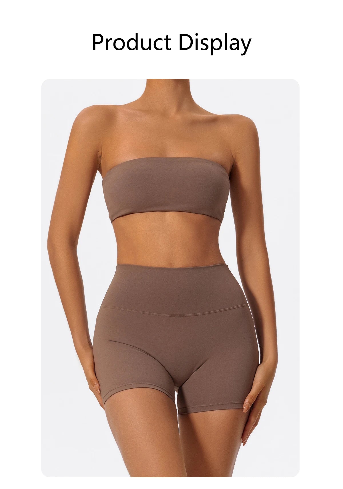 Women’s 2-Piece Fitness Set – Strapless Sports Bra & Workout Leggings