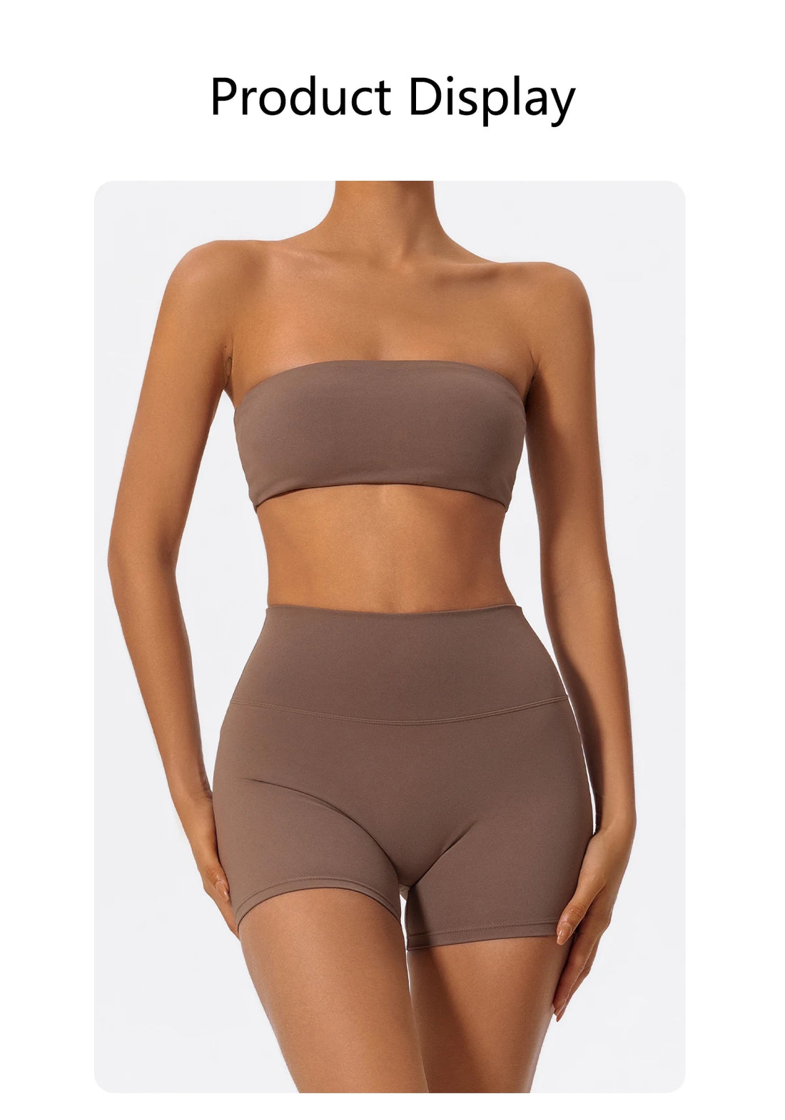 Women’s 2-Piece Fitness Set – Strapless Sports Bra & Workout Leggings