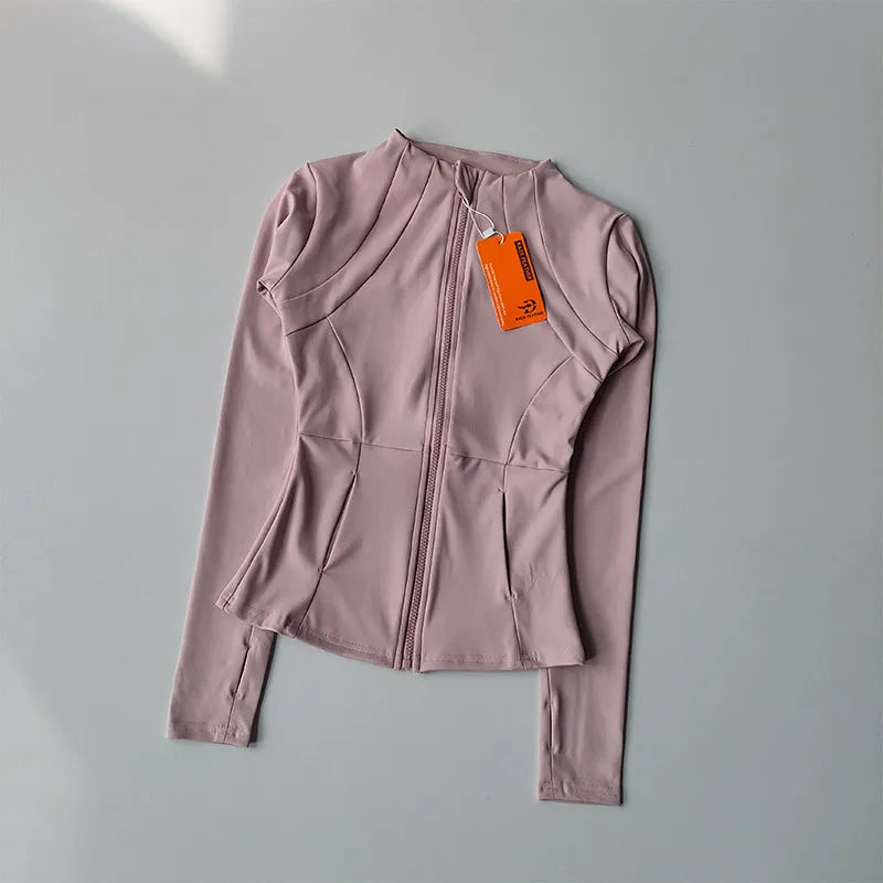 Women’s Long Sleeve Fitness Jacket – Slim Quick-Dry Yoga & Running Top