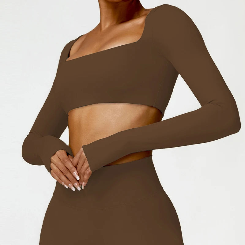 Women’s Quick-Dry Sportswear – Square Neck Fitness Crop Top
