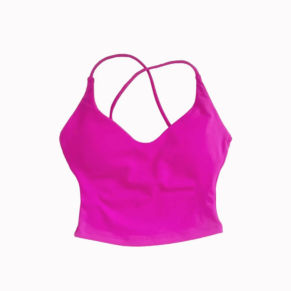 Women’s Dynamic Strappy Sports Bra – High Support Push-Up Fitness Tank Top