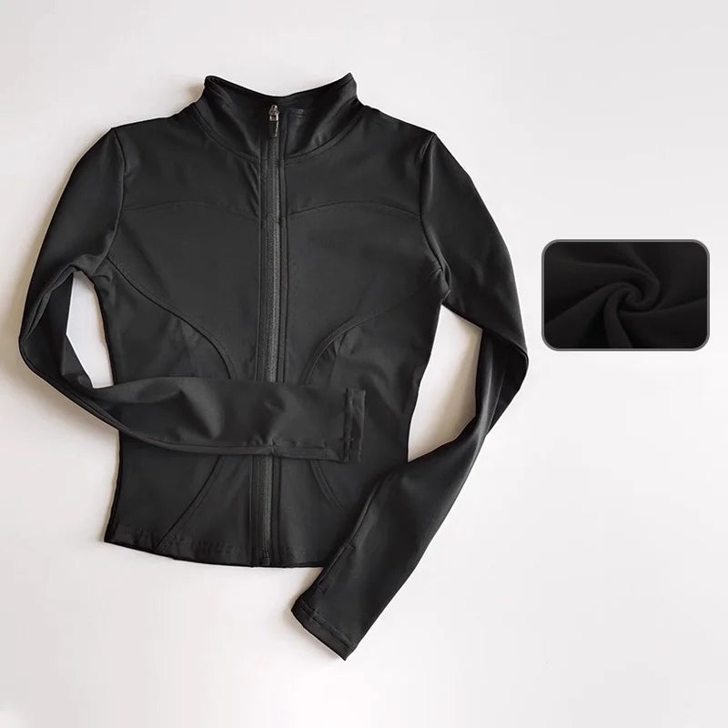 Women’s Long Sleeve Fitness Jacket – Slim Quick-Dry Yoga & Running Top