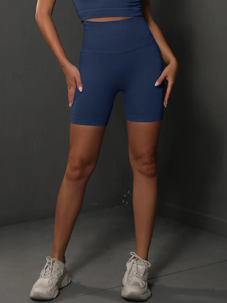 Women’s High-Waist Seamless Yoga & Sports Shorts – Push-Up Gym Workout Shorts