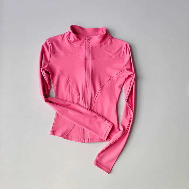Women’s Long Sleeve Fitness Jacket – Slim Quick-Dry Yoga & Running Top
