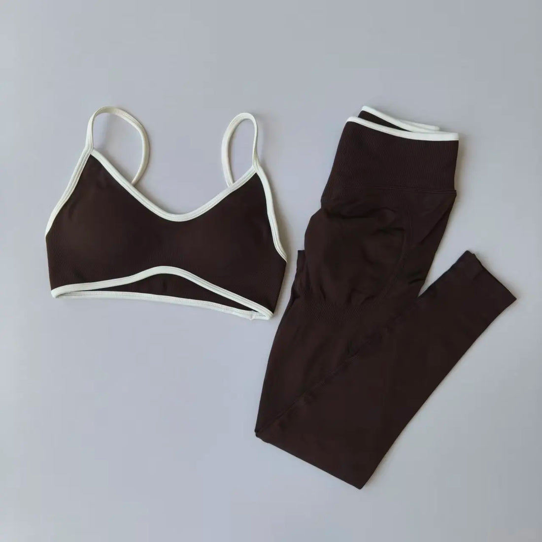 Seamless 2PCS Women’s Legging Set – Strappy Sports Bra & High-Waist Fitness Leggings