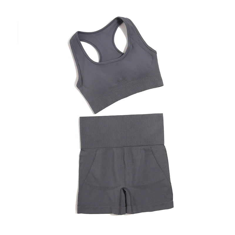 2-Piece Seamless Yoga Set for Women – High Waist Leggings & Sports Bra Gym Outfit
