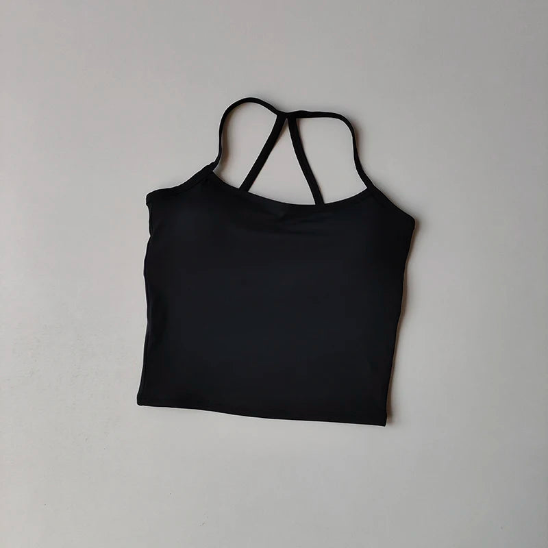 Women’s Yoga & Gym Halter Top Set – Seamless High-Waist Shorts & Backless Bra