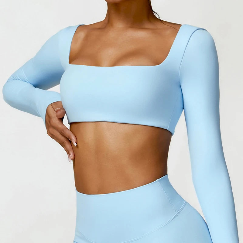 Women’s Quick-Dry Sportswear – Square Neck Fitness Crop Top