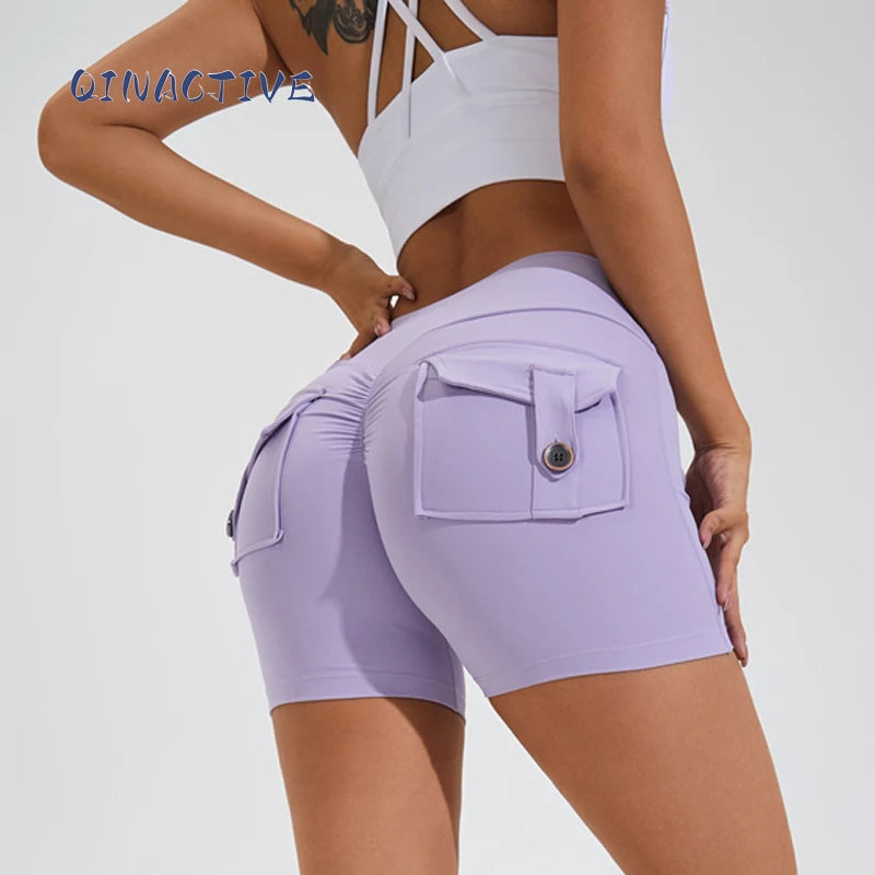 Women’s High-Waist Yoga Shorts – Scrunch Butt & Pocket Fitness Shorts