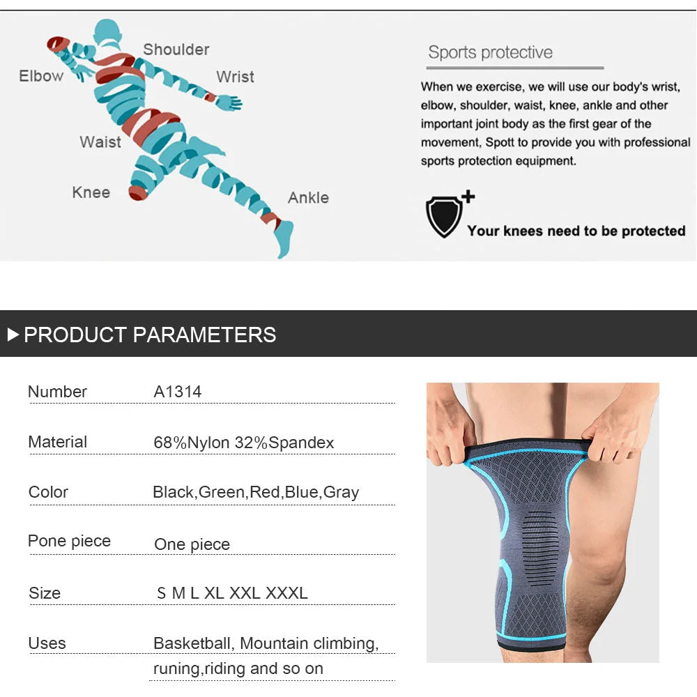 Elastic Compression Knee Support – Sports Knee Brace for Running & Training (1/2PCS)