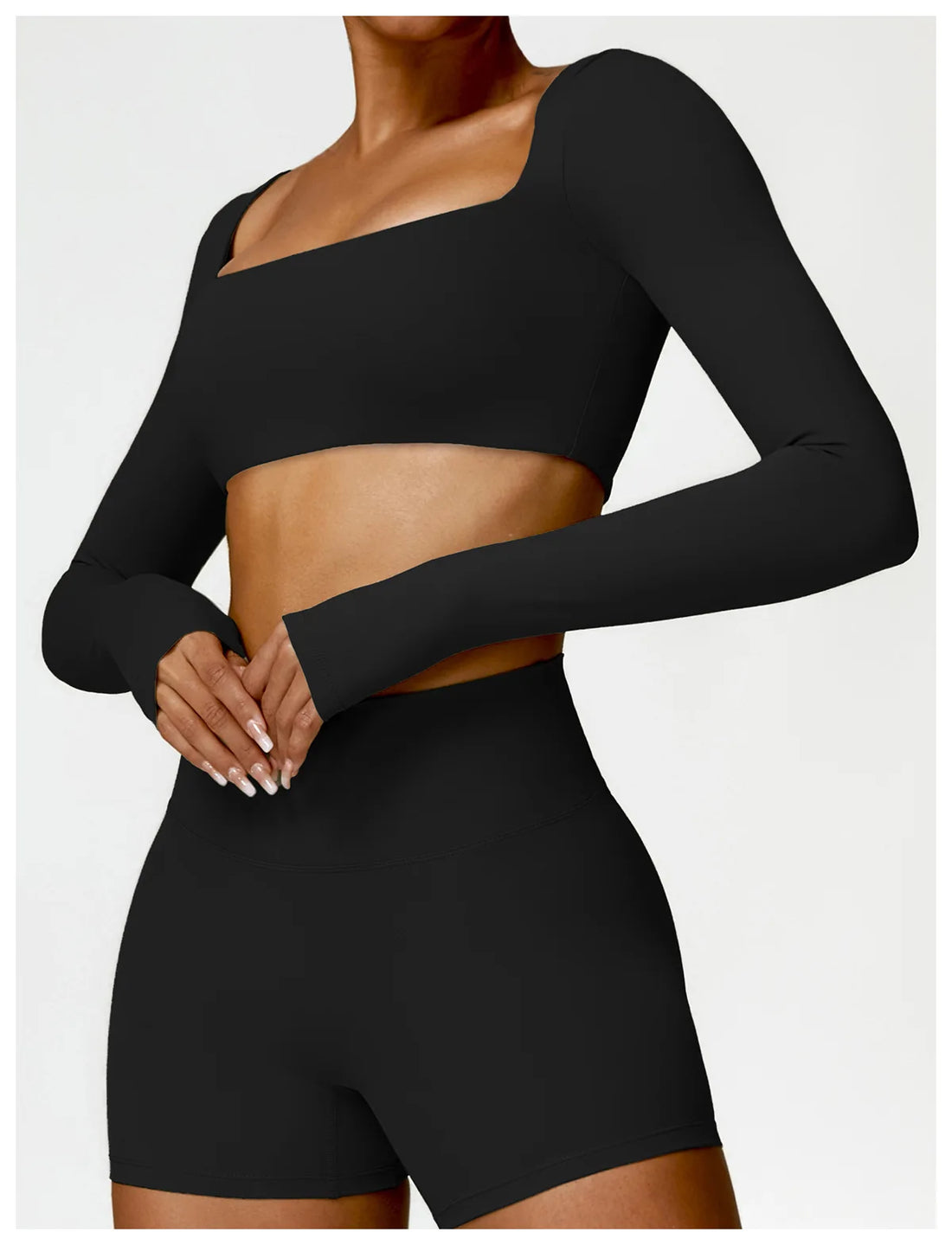 Women’s Quick-Dry Sportswear – Square Neck Fitness Crop Top
