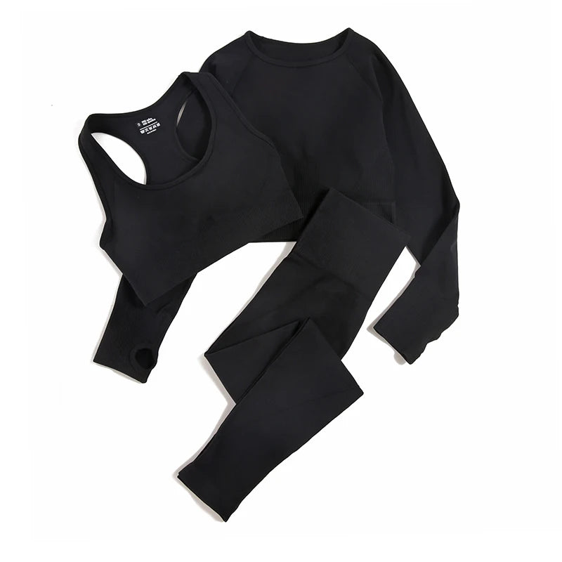 2-Piece Seamless Yoga Set for Women – High Waist Leggings & Sports Bra Gym Outfit