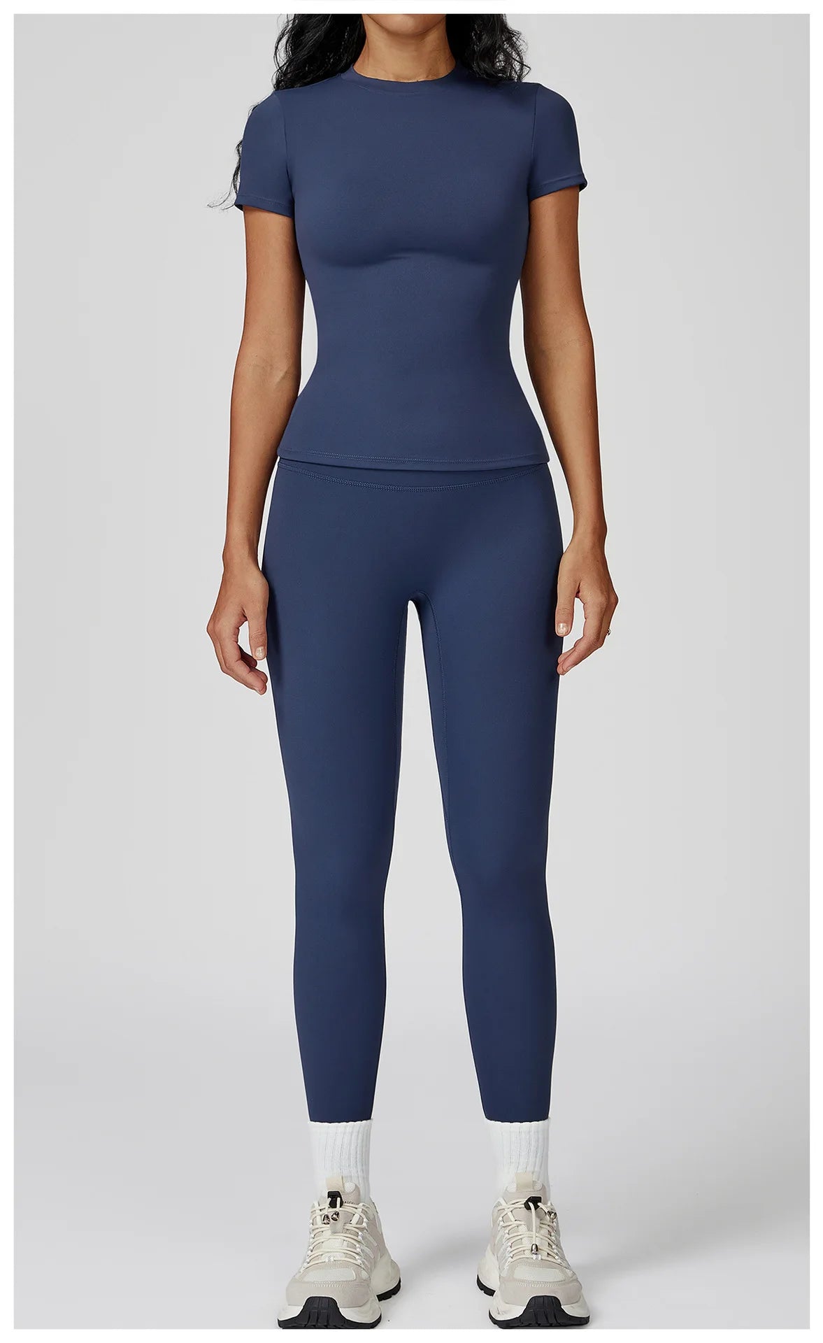 Women’s 2PCS Yoga & Workout Set – Long Sleeve Top & High-Waist Leggings/Shorts