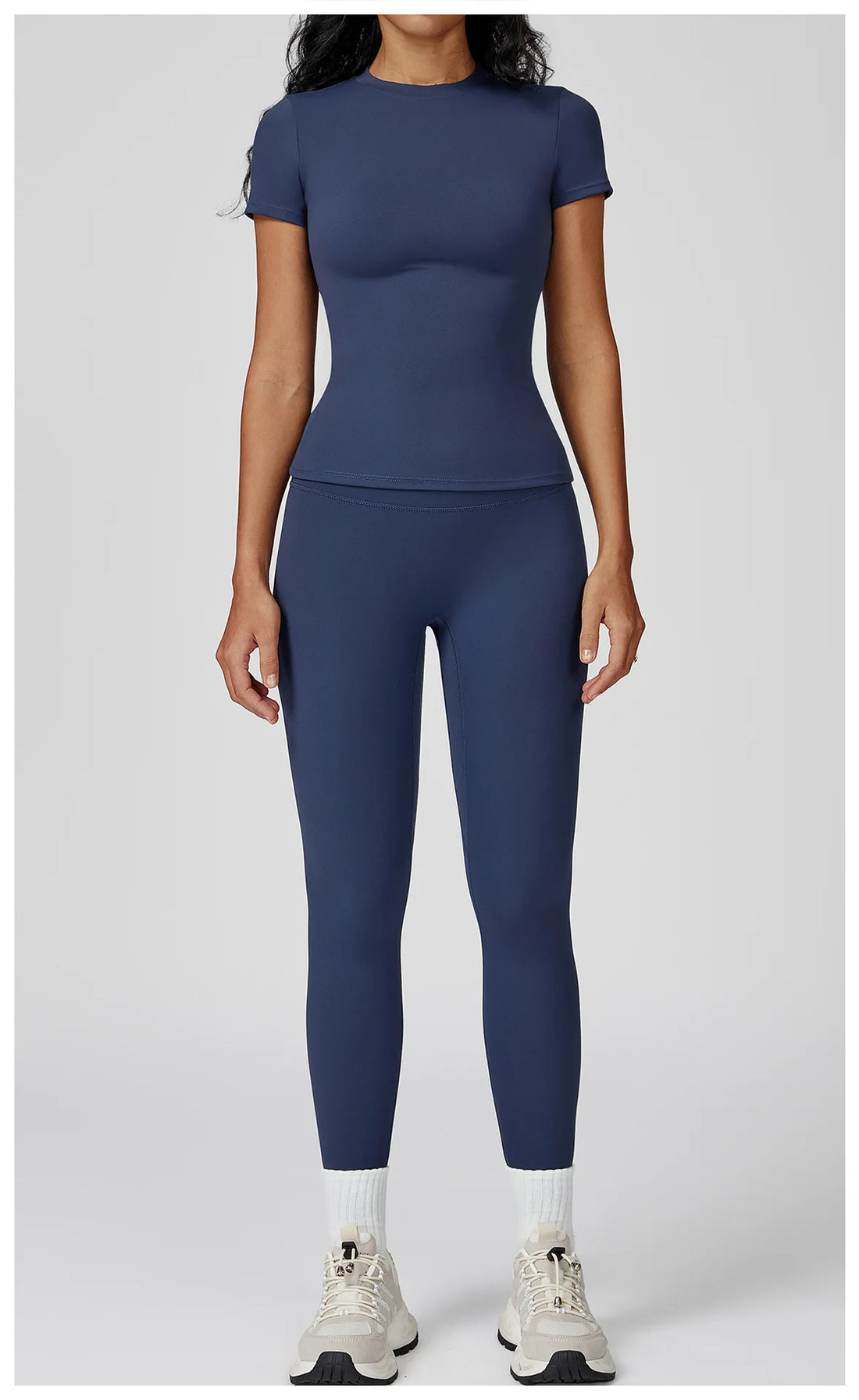 Women’s 2PCS Yoga & Workout Set – Long Sleeve Top & High-Waist Leggings/Shorts
