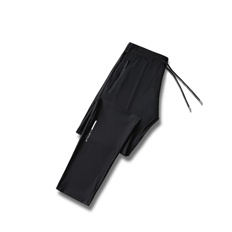Men’s Ice Silk Summer Pants – Slim Fit Quick-Dry Casual & Running Trousers