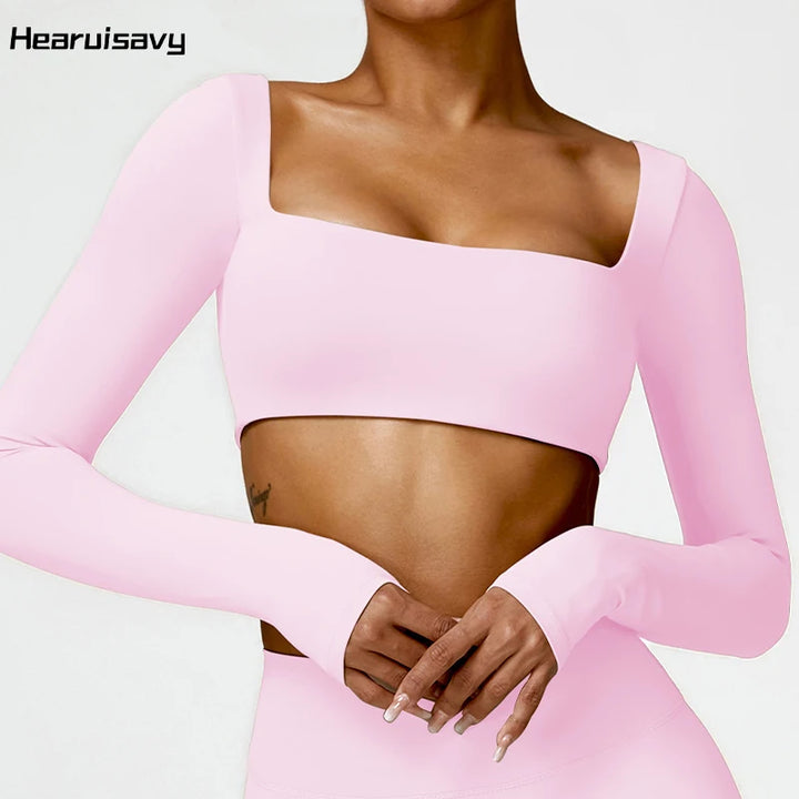 Women’s Quick-Dry Sportswear – Square Neck Fitness Crop Top