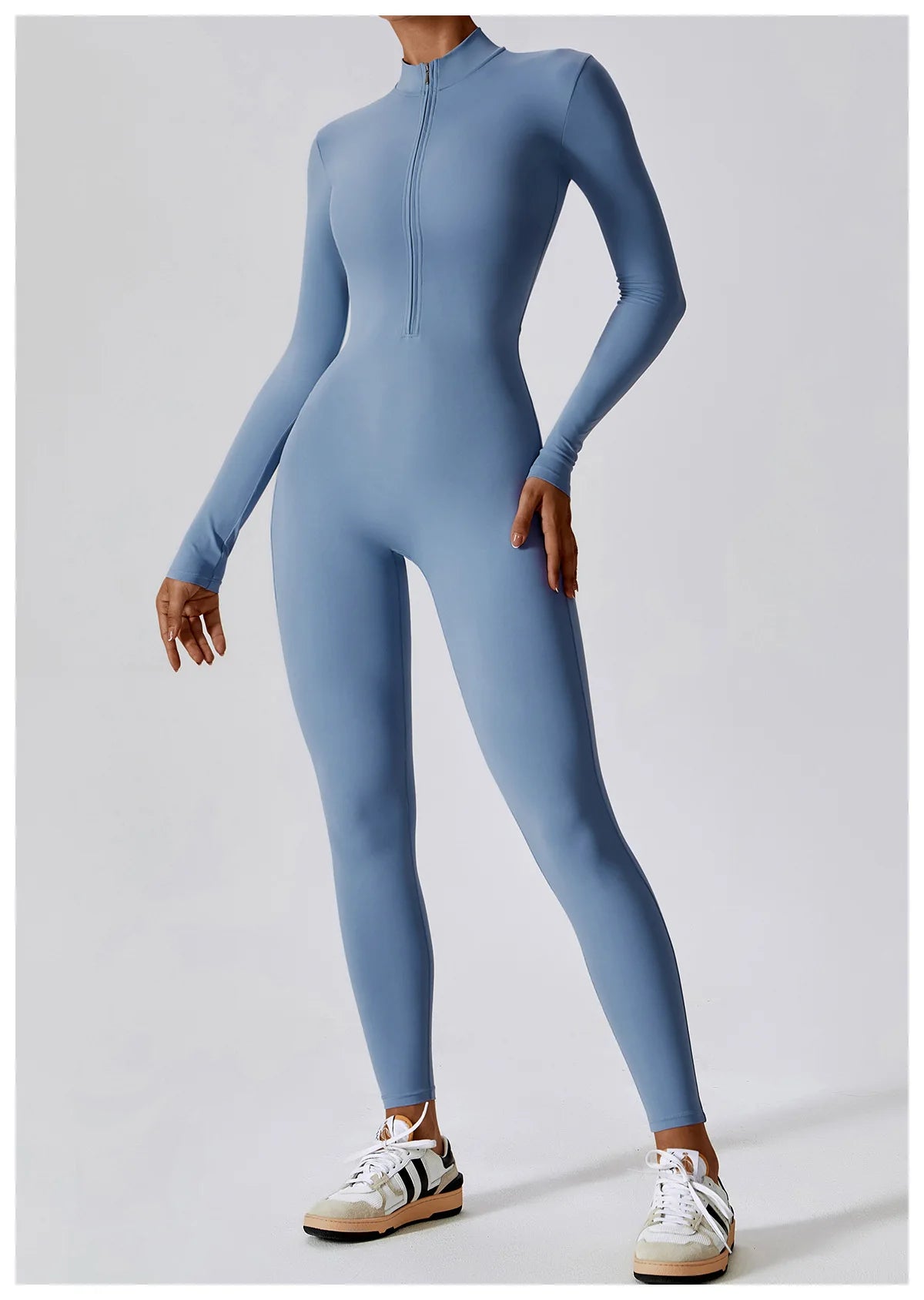 Women’s Long Sleeve Yoga Boilersuit – Skin-Tight One-Piece Gym Jumpsuit