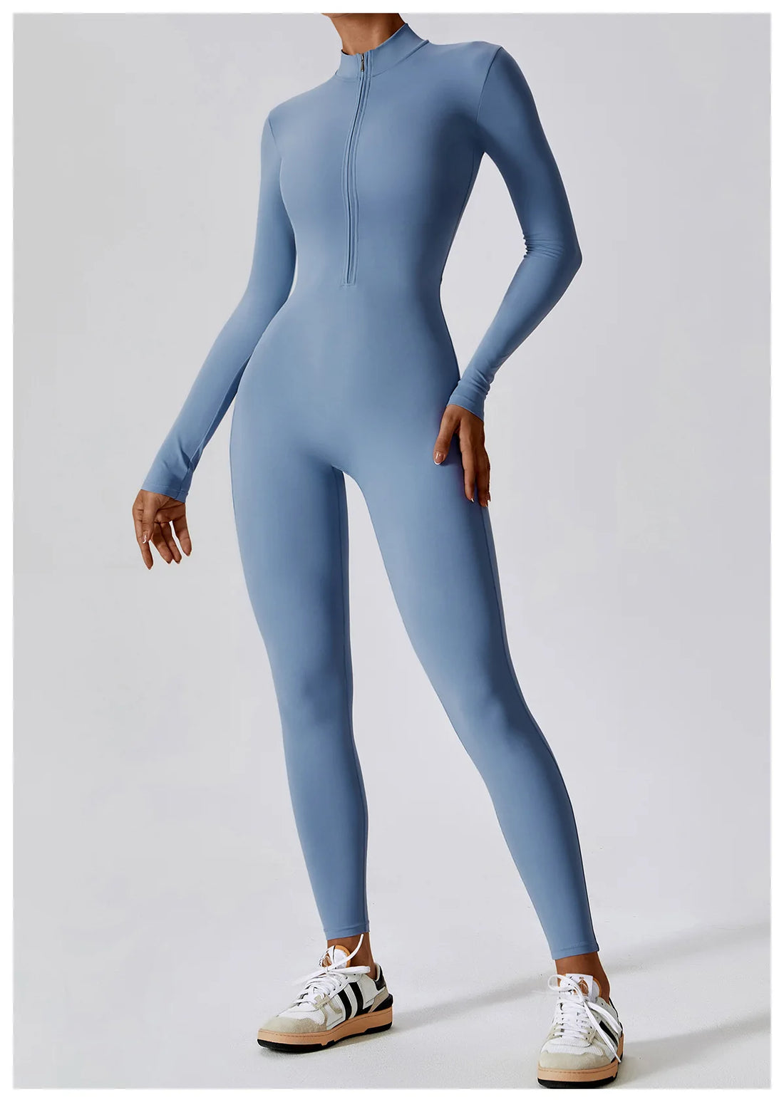 Women’s Long Sleeve Yoga Boilersuit – Skin-Tight One-Piece Gym Jumpsuit