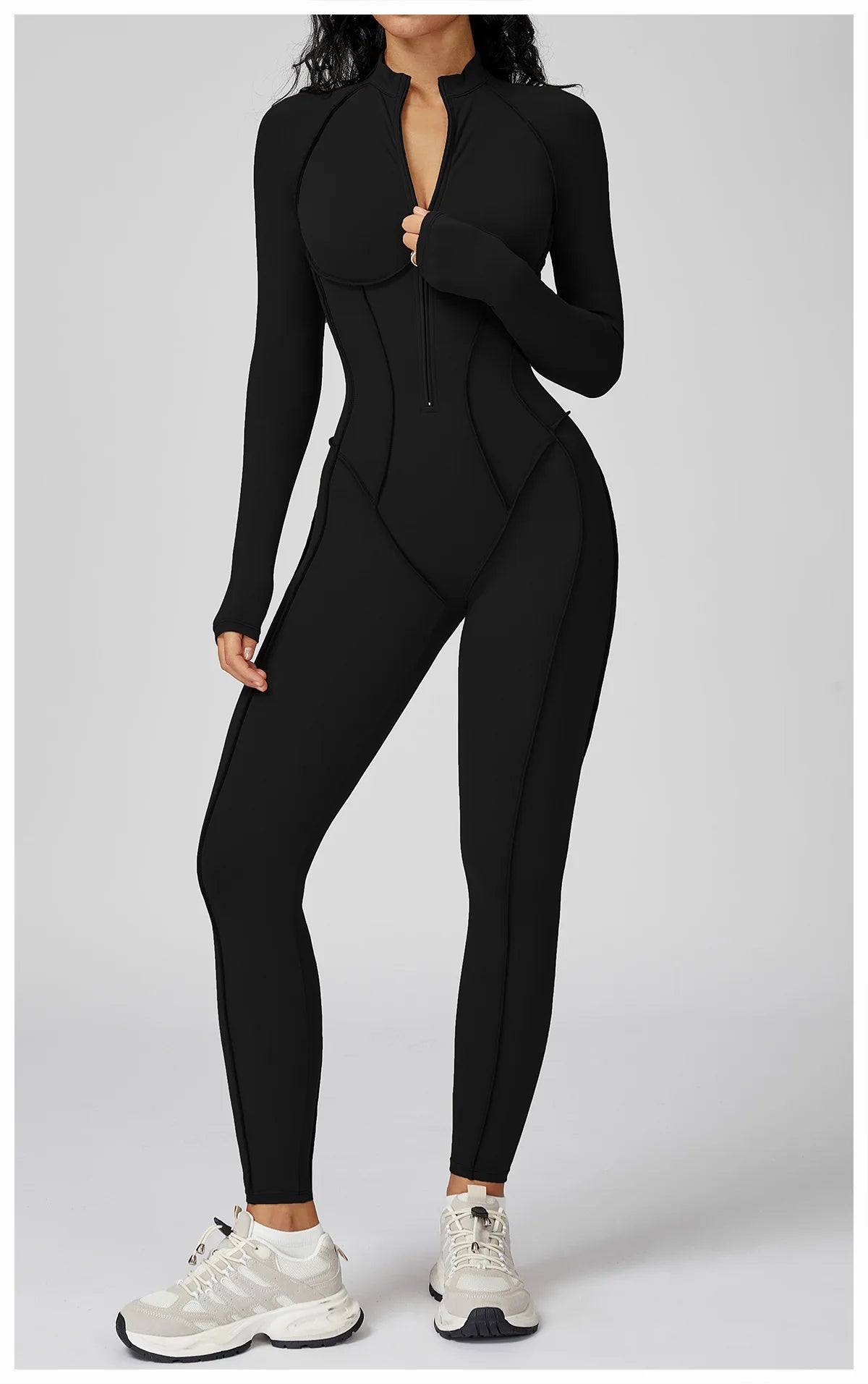 Women’s Long Sleeve Yoga Bodysuit – One-Piece Gym & Fitness Jumpsuit