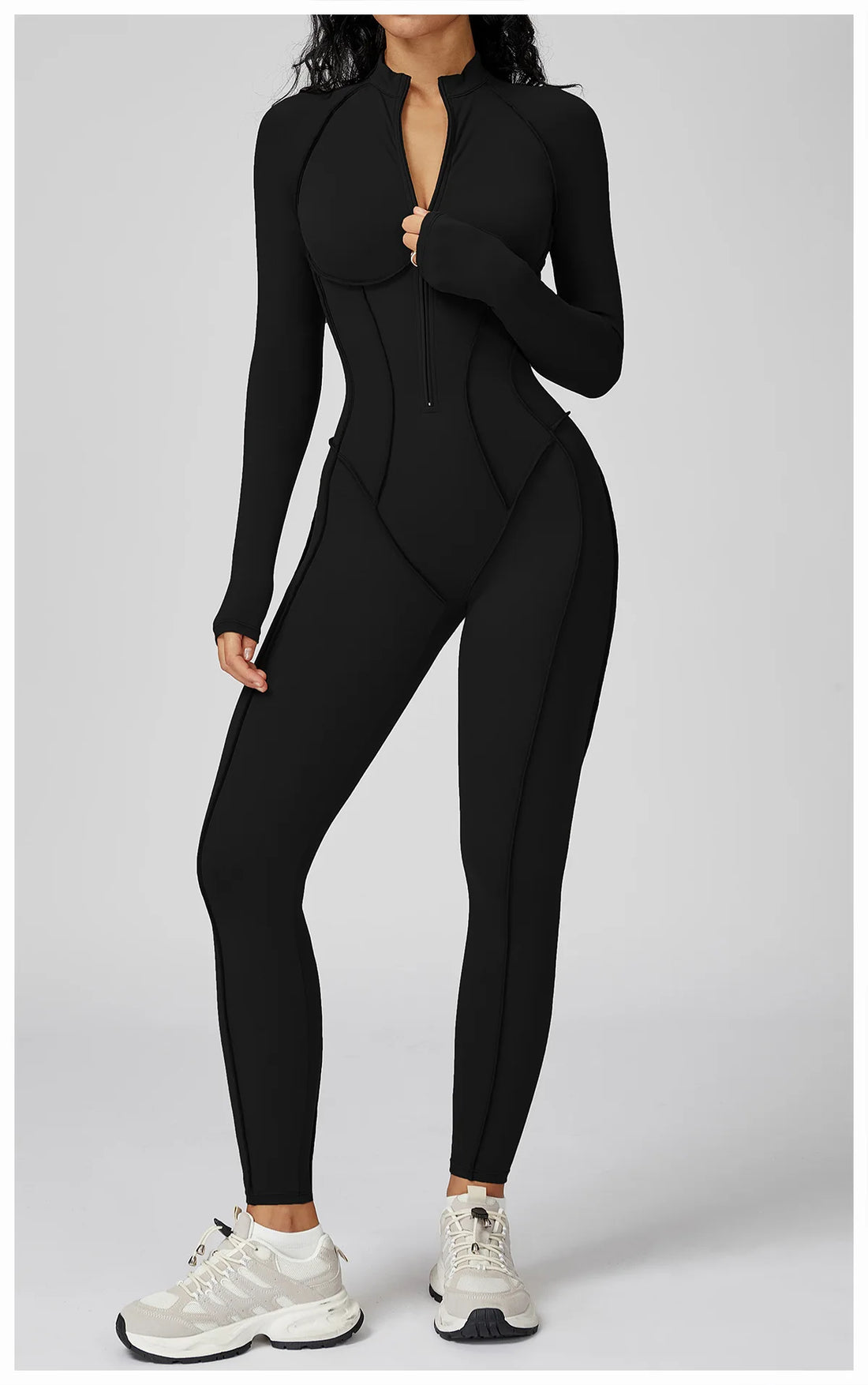 Women’s Long Sleeve Yoga Bodysuit – One-Piece Gym & Fitness Jumpsuit