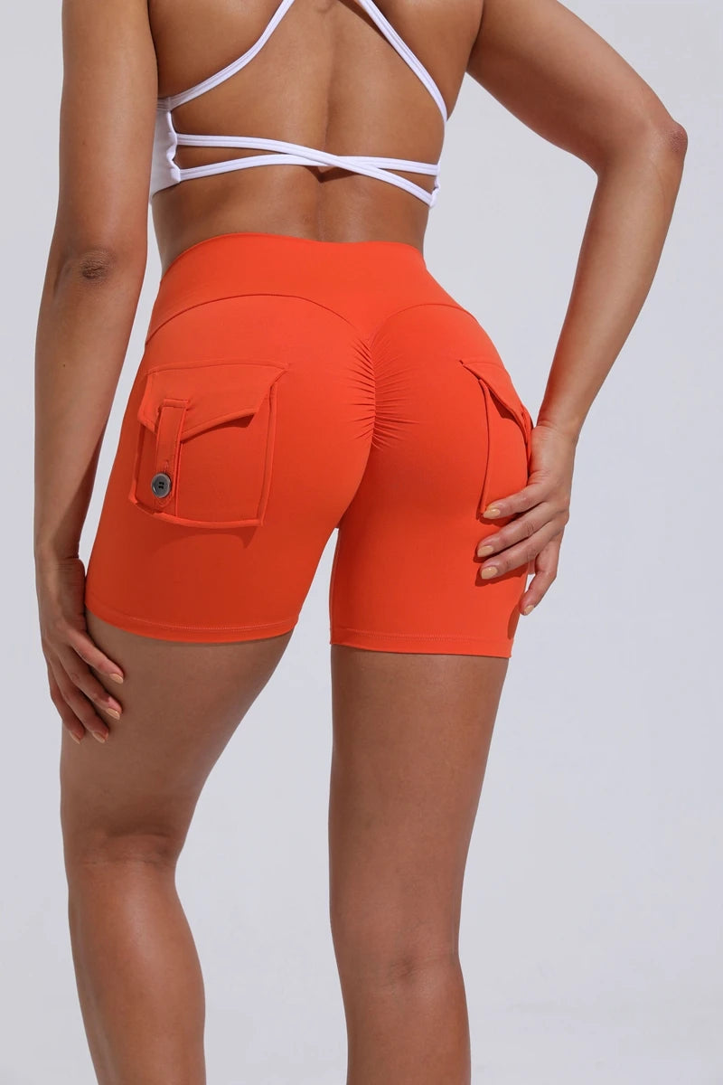 Women’s High-Waist Yoga Shorts – Scrunch Butt & Pocket Fitness Shorts