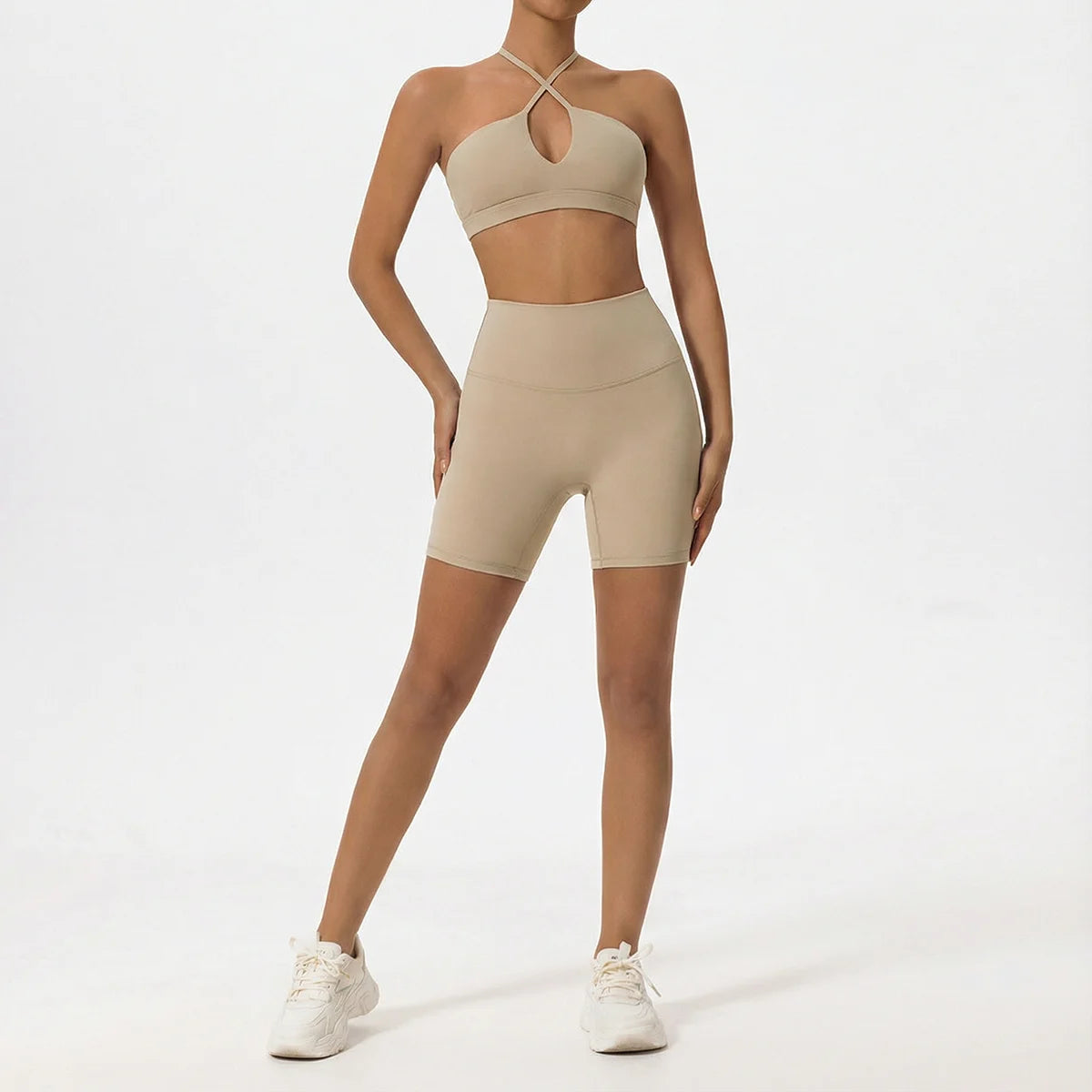 Two-Piece Women’s Sports Set – Cross-Front Yoga & Gym Outfit