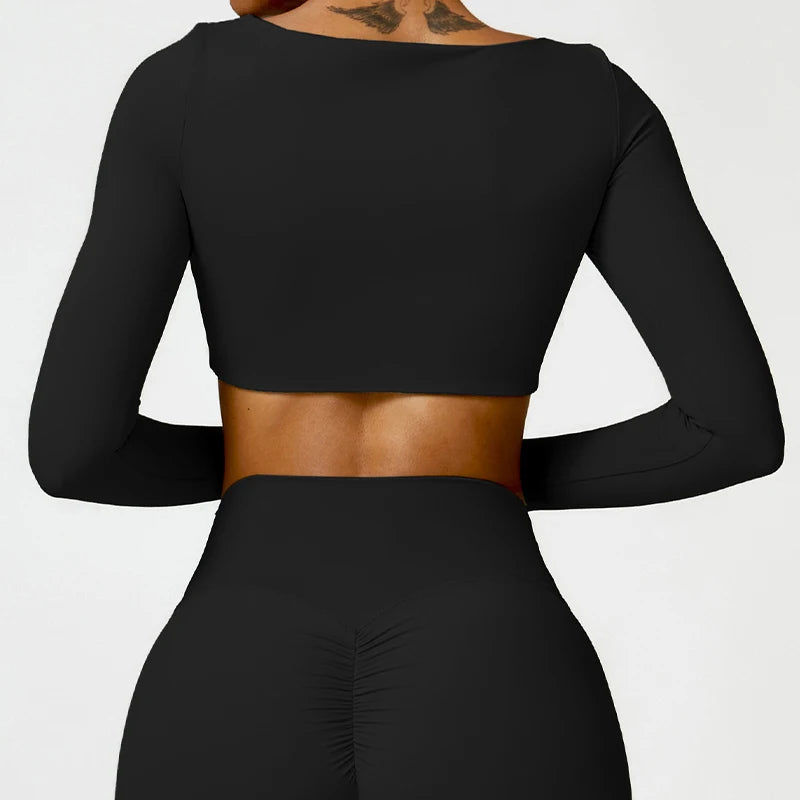 Women’s Quick-Dry Sportswear – Square Neck Fitness Crop Top