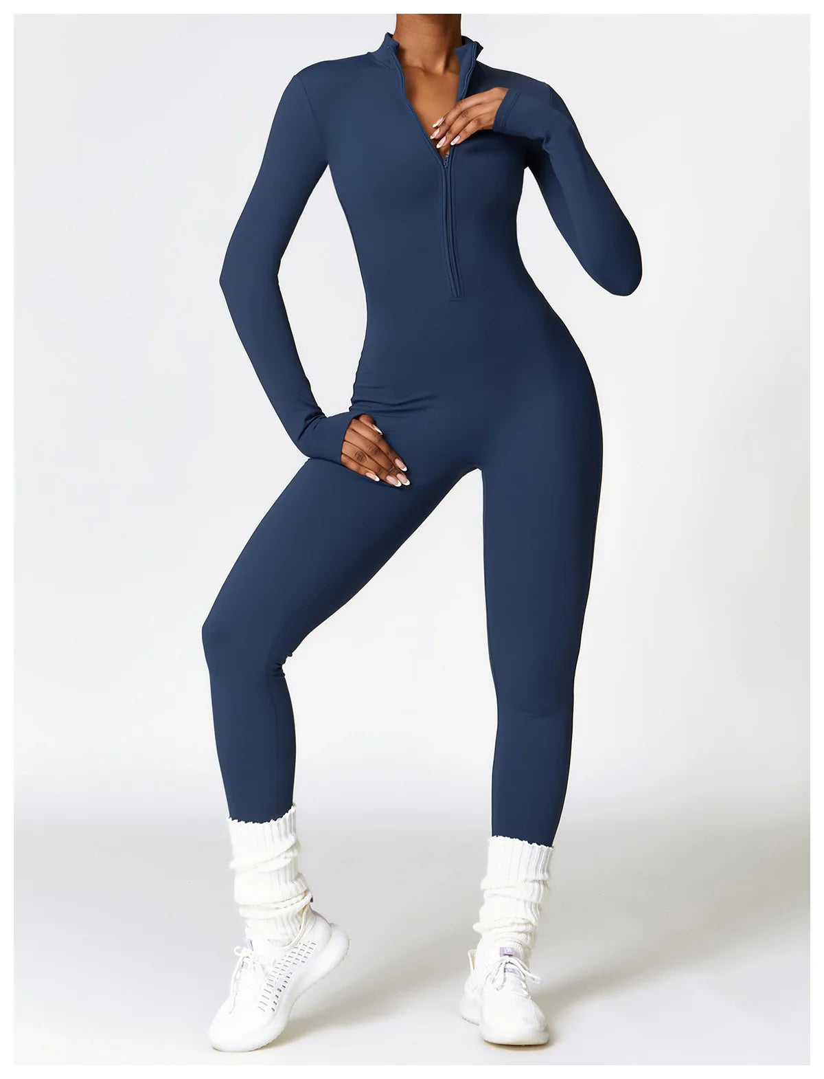 Women’s Winter Plush Yoga Jumpsuit – Fleece-Lined One-Piece Fitness Tracksuit