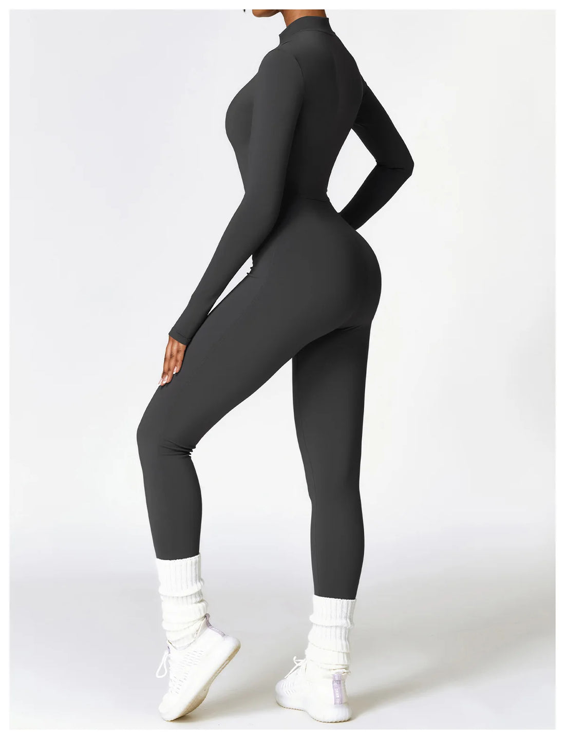 Women’s Winter Plush Yoga Jumpsuit – Fleece-Lined One-Piece Fitness Tracksuit