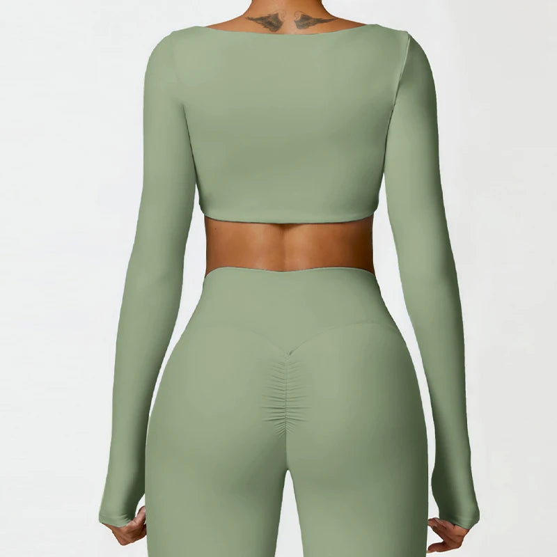 Women’s Quick-Dry Sportswear – Square Neck Fitness Crop Top