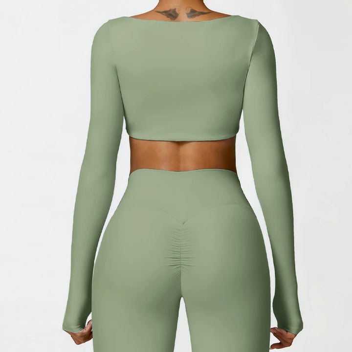 Women’s Quick-Dry Sportswear – Square Neck Fitness Crop Top